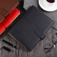 Porte-documents A5 noir pour entreprise avec logo, carnet à 6 anneaux marron, carnet à feuilles mobiles A6 avec fermeture magnétique