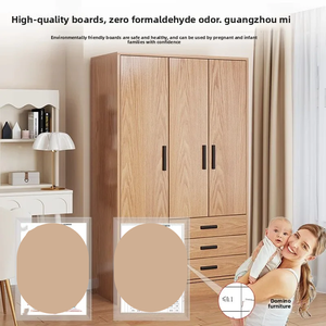 Armoire en bois Dongmajiaju, style minimaliste moderne, pour chambre à coucher, petit appartement, montage simple, porte plate, meuble autoportant pour la maison - Product Image 2