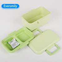 Boîte à lunch en fibre de bambou et plastique à double niveau avec 3 compartiments, 0,8 L, compatible micro-ondes, série Live, accessoires de cuisine personnalisés
