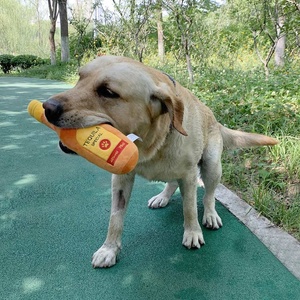 Grosir mainan mewah hewan peliharaan lucu botol anggur mainan kunyah anjing mainan mewah melengking pembersih gigi tahan gigitan - Product Image 5