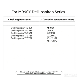 Batería de Litio para Portátil MR90Y 11.1V 4000mAh para <span class=keywords><strong>Dell</strong></span> <span class=keywords><strong>Inspiron</strong></span> 3421 3521 5537 Latitude 3440 Vostro 2421 P28F XCMRD 0MF69 Venta al por Mayor - Product Image 3