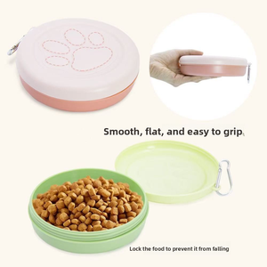 Mangkuk Hewan Peliharaan Lipat Portable Love PP, Wadah Makanan & Air dengan Kompartemen Camilan untuk Anjing & Kucing - Product Image 5