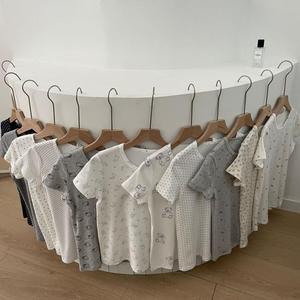 T-shirt d'été pour femme à manches courtes, imprimé, en pur coton, coupe ajustée, haut de pyjama tendance, vente chaude - Product Image 4