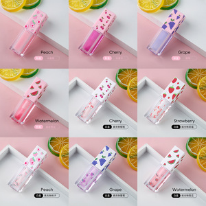 MLM Customizable Fruit Pattern Square Tube <b>Lip</b> Oil, Custom Color Cap, Plumping Watery <b>Lip</b> Gloss 3pcs Kit fuller <b>lips</b> oil - Product Image 6