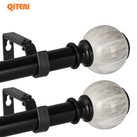 Meilleures ventes Tringle de fenêtre simple extensible en métal noir tringles de fenêtre décoratives en résine de marbre blanc pour draperie