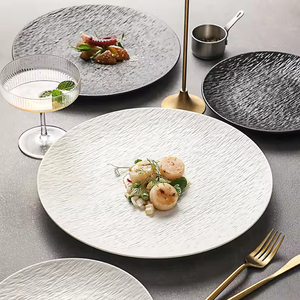 Stone Pattern Relief Porcelain <b>Plate</b> Set 8 Inch Eco Friendly for Dining Salad Steak Pasta Party Use - Product Image 4