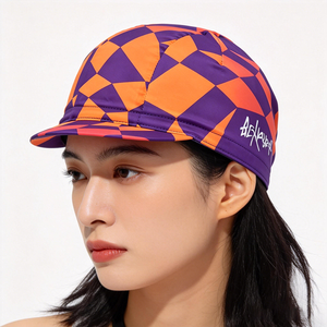 Geometric Print 100% Polyester Canvas Cycling Cap Purple Orange Quick Dry Outdoor Travel Sport Cap Breathable Streetwear Unisex - Product Image 1