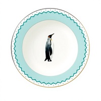 Plaque ronde en porcelaine, os de couleur verte, design simple avec éléments, accessoire d'océan