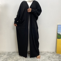 1997 #   Abaya d'automne pour femmes en promotion, manteau d'hiver avec poches latérales, abaya ouverte pour femmes, vêtements modestes pour femmes de Dubaï, cardigan kimono