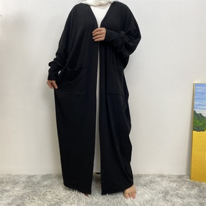 1997 #   Abaya d'automne pour femmes en promotion, manteau d'hiver avec poches latérales, abaya ouverte pour femmes, vêtements modestes pour femmes de Dubaï, cardigan kimono - Product Image 4