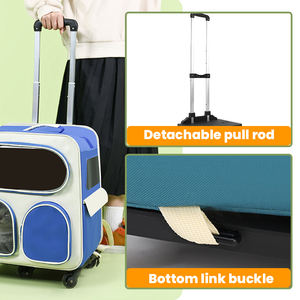 Şık büyük kapasiteli Pet arabası taşıyıcı tekerlekler ile taşınabilir çok kedi köpek bagaj sırt çantaları - Product Image 3