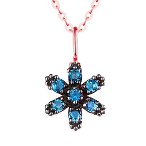 Perhiasan emas mawar asli liontin emas mawar <span class=keywords><strong>14K</strong></span> hitam Topas biru London - Product Image 2