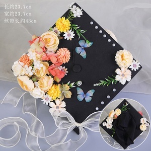 Décoration de toque de graduation florale faite main, créative et artisanale, avec <span class=keywords><strong>papillon</strong></span> et fleurs, pour la promotion 2026, idéale comme cadeau de remise de diplôme - Product Image 4