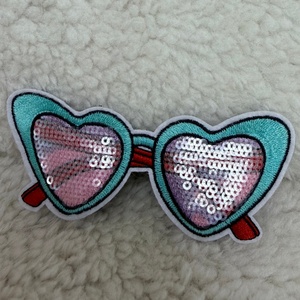 Extreme High Density Multicolor Cartoon <b>Sunglasses</b> Hook And Loop Embroidery Patches for T-Shirts Hat - Product Image 2