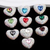 Perles d'amour en argile polymère blanches avec strass, perles percées sur le côté pour la fabrication de chaînes de téléphone portable et de porte-clés DIY