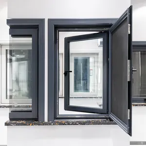 YY facciate finestre a battente in vetro isolante con doppi vetri insonorizzati progettano finestre in alluminio ad alta efficienza energetica ad alto impatto
