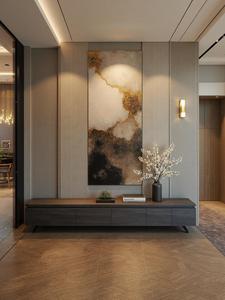 Meuble d'entrée sur mesure optimisant l'espace avec rangement séparé, éclairage LED encastré et tiroirs souples pour grand foyer familial - Product Image 2