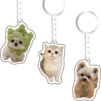Porte-clés personnalisé avec logo imprimé, motif Kpop, animal de dessin animé, breloque en acrylique, porte-clés en plastique transparent, anime