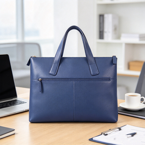 Men Faux Leather Business Briefcase <b>Slim</b> Top Handle <b>Laptop</b> Handbag With Front Zipper Pocket For Office Commute - Product Image 4