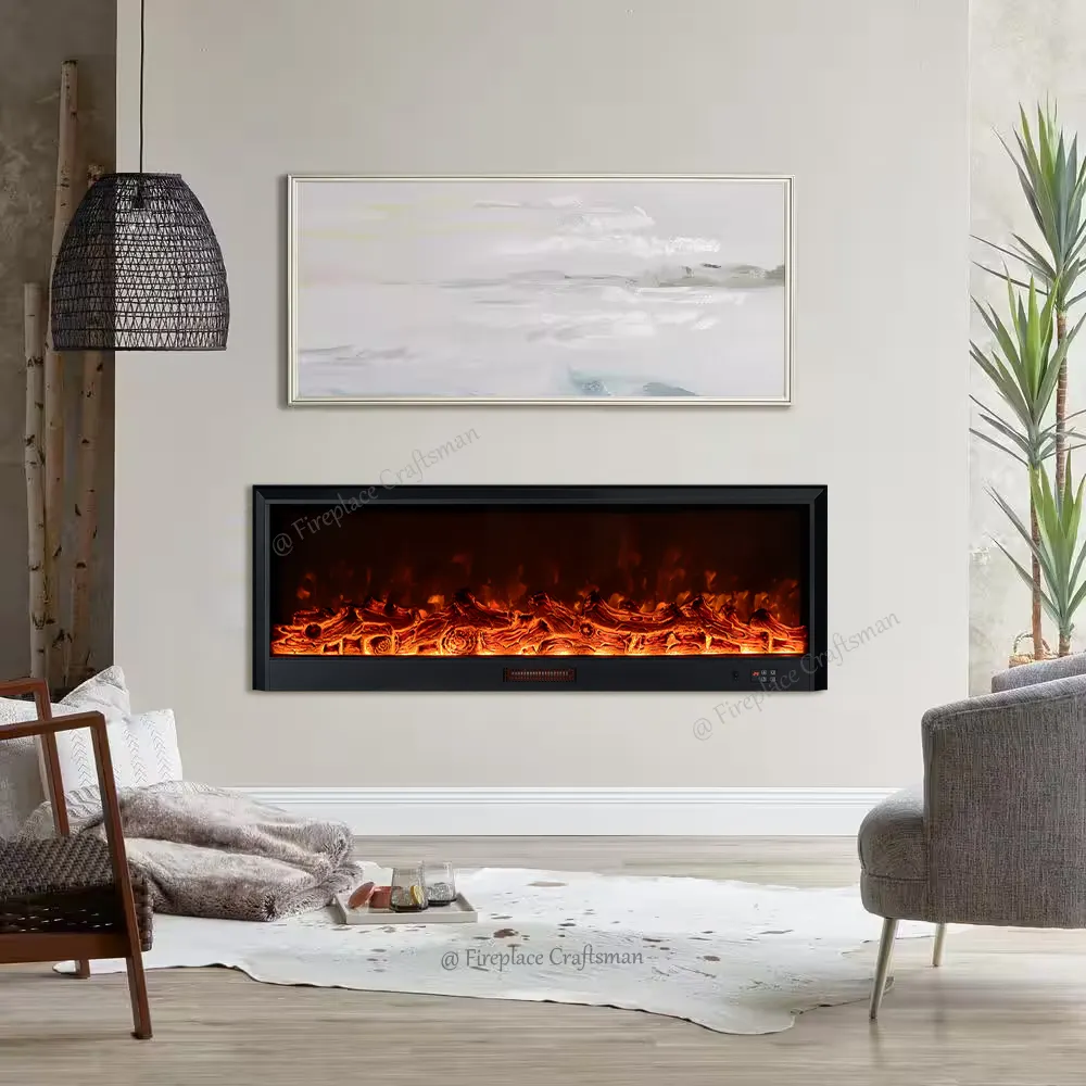 50 60 72 Inch Modern Led Linear Electric Decorative Fireplace Insert Heater Wall Mounted Electric Fireplace