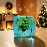 Cube de Noël en maltose transparent de 3,5 cm, cube anti-stress en TPR, mini jouet à presser pour soulager le stress avec logo personnalisé