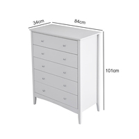 Armoire de rangement en bois blanche à 5 tiroirs personnalisée Commodes pour meubles de chambre à coucher Placard de salon