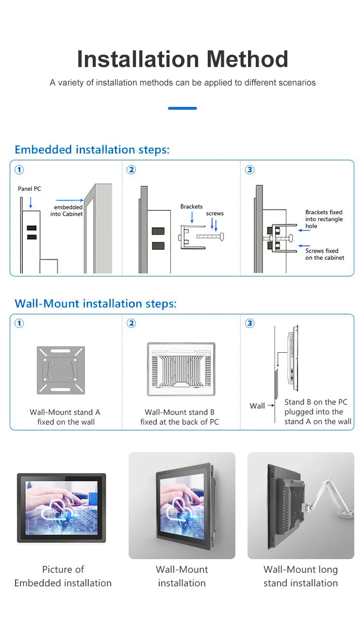 19 inch wall mount Industrial All in one pc window 10 system touch panel PC