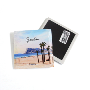 Imán de Cerámica para Refrigerador con Logotipo Personalizado, Recuerdo de Viaje de <span class=keywords><strong>Benidorm</strong></span>, España, Imán Cuadrado de Cerámica con Recubrimiento de Resina 3D - Product Image 3