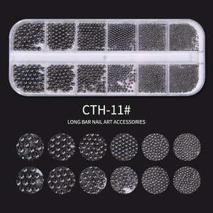 12 compartiments de perles de caviar en métal de tailles variées, mini-billes en acier inoxydable pour la décoration d'ongles - Product Image 5