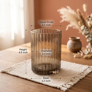 Portavelas Cilíndrico de Vidrio Ahumado Hecho a Mano con Diseño Acanalado de 4.5 Pulgadas, Decoración para Bodas y Hogar, Centro de Mesa - Product Image 2