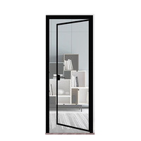 Pintu Kaca Interior Tunggal Anti Air Harga Murah dengan Kaca Tempered Buram dan Bingkai Aluminium Ramping