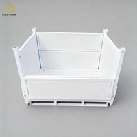 EASYLINK - Boîte de rangement pliable industrielle en acier robuste avec revêtement en poudre, fermeture à clipser, ouverture frontale partielle