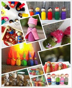 Diy heykel kokeshi kukla <span class=keywords><strong>mini</strong></span> bitmemiş meşe palamudu ağacı koni yuvarlar tahta mandal bebekler pegdoll boyalı şekil oyuncak seti zanaat - Product Image 6