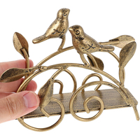 Porte-serviettes vertical en fonte dorée, style vintage rustique, avec motif oiseau bleu