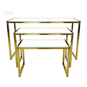 Mesa de Exhibición Moderna para Diseño de Moda, Exhibidor de Bolsos, Estante para Ropa de Boutique, Acero Inoxidable Dorado Brillante, Personalizable - Product Image 2