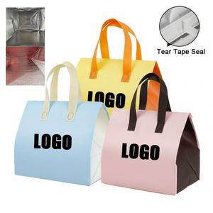 Sac fourre-tout laminé personnalisé avec logo pour publicité de restauration rapide, style vintage non-tissé tendance été pour pique-niques - Product Image 2