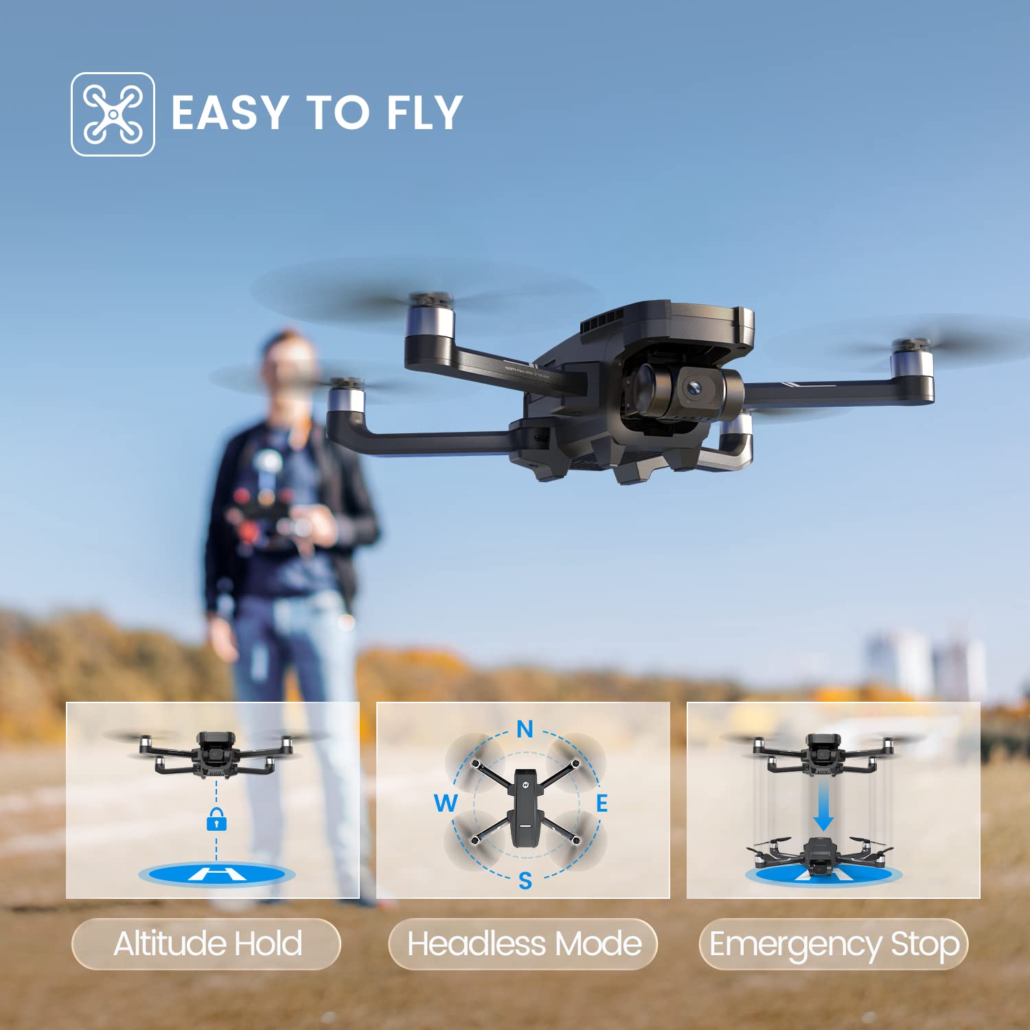 Holy Stone HS720G Drone, EASY TO FLY N W S Altitude Hold Headless Mode Emergency Stop