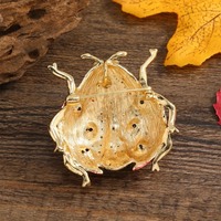 Nuevo Broche Universal de Aleación con Diseño Creativo de Mariquita de Siete Puntas con Incrustaciones de Diamantes, Pin a Juego para Ropa de Hombre y Mujer