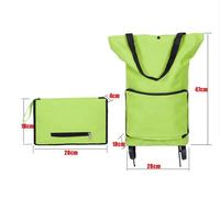 Sac fourre-tout d'épicerie réutilisable avec roulettes Panier pliant à motif solide Sacs de supermarché pliables pratiques sur 2 roues