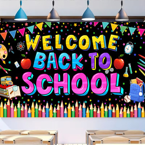 Decoración para Fiesta de Regreso a Clases, Caja de Lápices con Diseño de Caramelo de Dibujos Animados Multicolor, Bandera Colgante para Puerta con Foto, Banners OEM ODM - Product Image 1