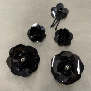 Zsy may trên <span class=keywords><strong>handmade</strong></span> kích thước lớn màu đen 3D hoa sequin đính hoa - Product Image 2