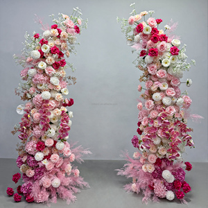 Personalizar telón de fondo de seda artificial Rosa otoño colores otoño Pilar flor arco para la decoración de la fiesta temática de la boda - Product Image 4