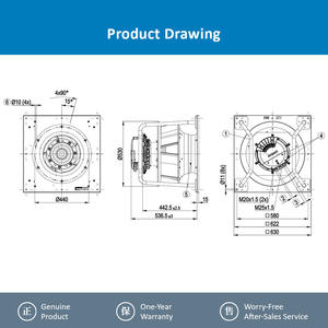 Ebmpapst พัดลม K3G450-PB29-L1 400VAC 6800W 10.3A 2800RPM EC พัดลมแบบมีปลั๊ก450มม. พัดลมระบายความร้อนแรงเหวี่ยงแบบยืนฟรี - Product Image 4