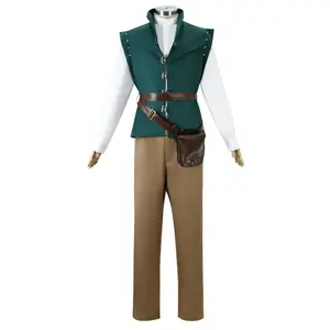 Baige Erwachsenen-Herren Flynn Rider Kostüm Halloween Cosplay Komplettsatz Outfit mit Gürteltasche