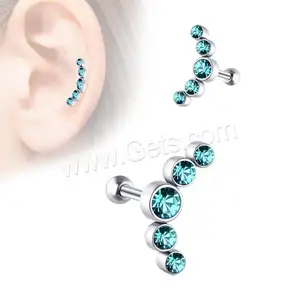 Unisex Body Piercing Jewelry Stainless Steel Fake Plug with rhinestone more colors for choice 1.2x6mm 1524728