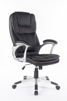 Chaise de bureau exécutive ergonomique moderne à dossier haut en cuir, avec accoudoirs rembourrés, réglable en hauteur, inclinable et pivotante, en métal, pour chambre/bureau