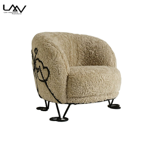 Design creativo Villa soggiorno in lana di agnello <span class=keywords><strong>sedia</strong></span> per il tempo libero Hotel camera da letto struttura in metallo con tessuto di lusso divano singolo <span class=keywords><strong>sedia</strong></span> - Product Image 6