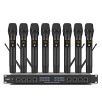 XTUGA YT8 Prix d'Usine Microphone Vocal Dynamique Sans Fil UHF 8 Canaux Micro Karaoké Sans Fil pour Réunion