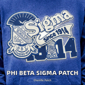 Parche de Chenilla Phi Beta Sigma 1914, Aplique Bordado Termoadhesivo con Forma de Letra, Azul Real y Blanco, Regalo de Resina - Product Image 2