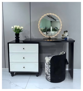 Table de maquillage moderne avec miroir éclairé et tiroirs de rangement pour meubles de chambre - Product Image 1